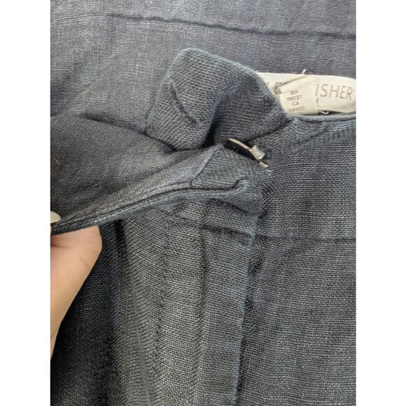 Eileen Fisher Black Linen Wide Leg High Rise Pant - Picture 4 of 6